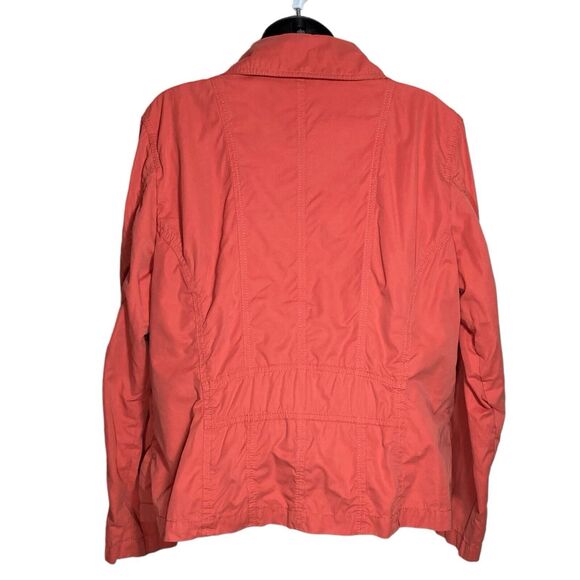 Chicos Jacket Womens Size 2 (Large) Orange Utility Lightweight Trucker Pockets - Picture 2 of 12